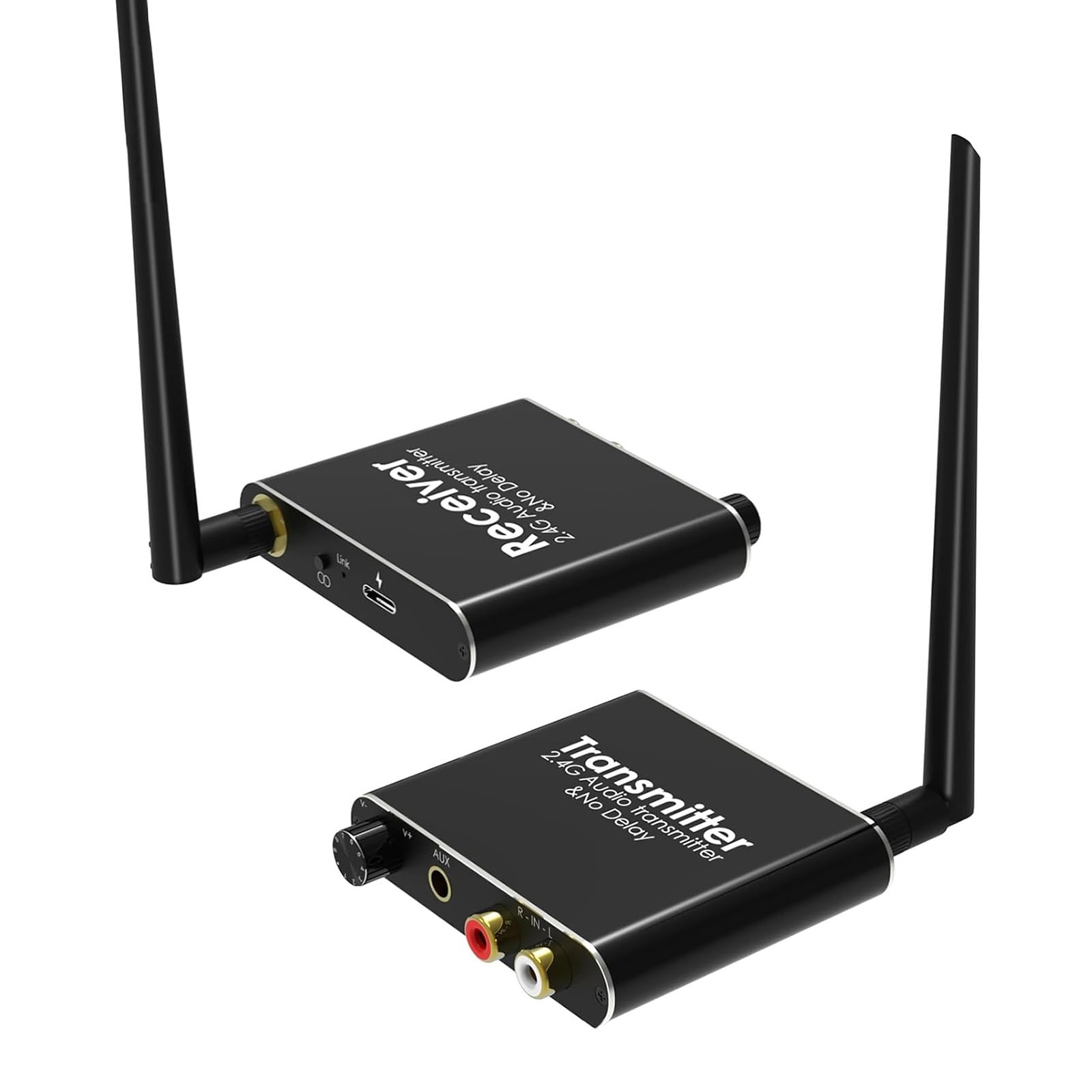 ワイヤレス送受信機 トランスミッターとレシーバー 2個セット Bluetooth5.0 トランスミッター レシーバー 1台2役 送信機 受信機 無線